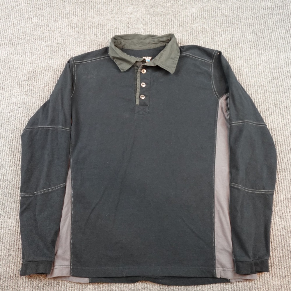 Kuhl Polo Shirt Mens Large Black Organic Cotton Long Sleeve Outdoor
